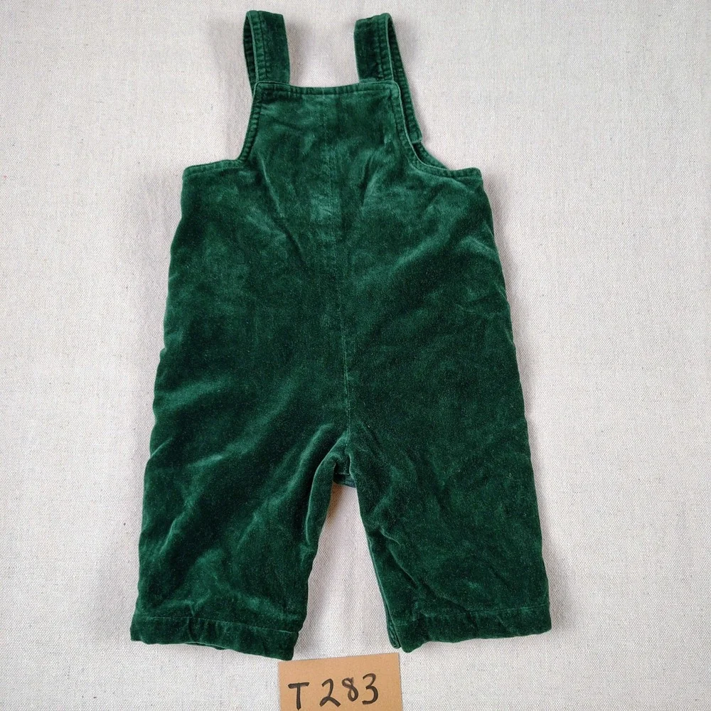 The Childrens Place Green Corduroy Scottie Dog Overalls 3-6 Months Holiday Bibs
